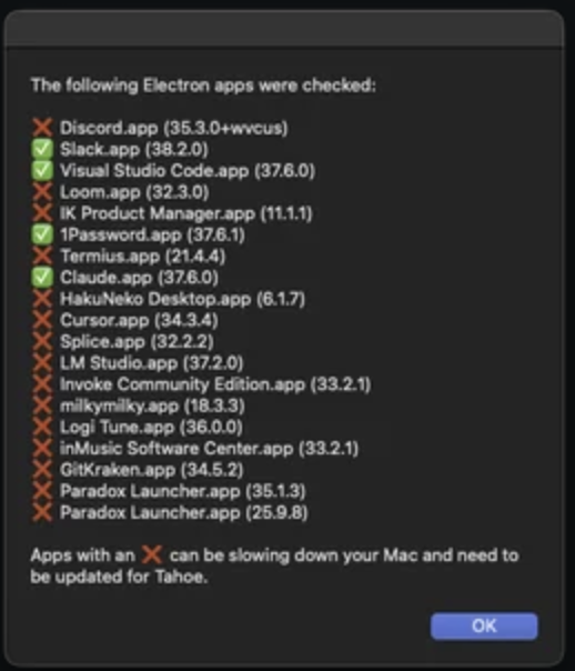 Buat yg make MacOS Tahoe 26, udah ada tool buat deteksi app2 Electron yg bikin sistem lambat dan boros baterai

furbo.org/2025/10/06/tah…