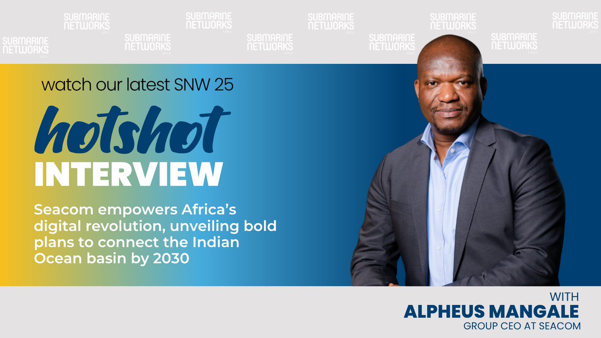 Watch Alpheus Mangale, Group CEO of Seacom, during his SNW 25 HOTShot interview as he shares how Seacom empowered the African digital revolution.

Watch Alpheus’ interview: youtu.be/02QyZUl_v7A

#SubmarineNetworksWorld #SNW #Subsea #HotShot