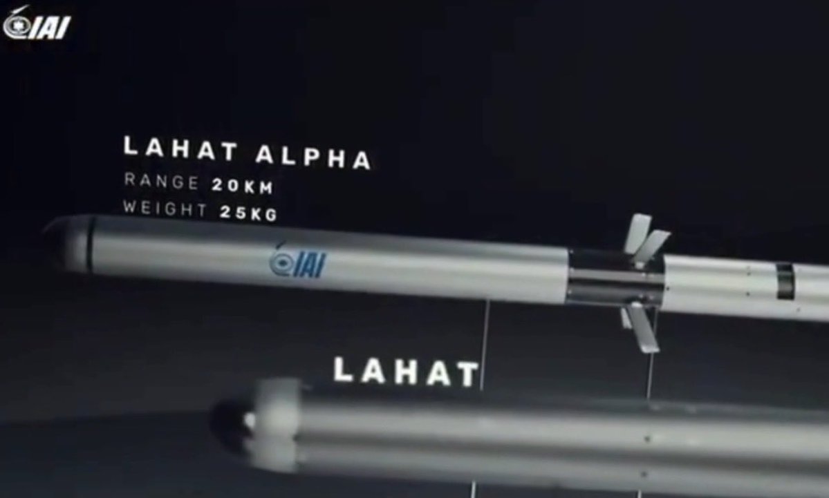 Nouvelle arme Israélienne :
Le LAHAT Alpha, présenté par IAI, est une sorte d’évolution intéressante du LAHAT classique : portée annoncée d’environ 20 km pour un engin léger (environ 25 kg) et guidage laser. 
Concrètement, ça veut dire qu’on n’est pas dépendant du GPS ou d’une