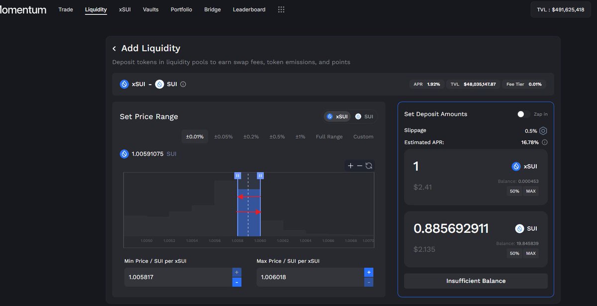 sambong25's tweet image. 모멘텀 @MMTFinance 의 유동성 제공방식에 대해 언급해 봅니다.  

모멘텀은 집중 유동성 시장 메이커라는 CLMM방식을 사용합니다. 

상단의 범위에 유동성을 제공한다면 범위안에 거래를 진행하는 거래량에 대해 집중적으로 보상을 받게 되는것인데요. 

유동성 제공자가 자산을 특정 가격 범위에…