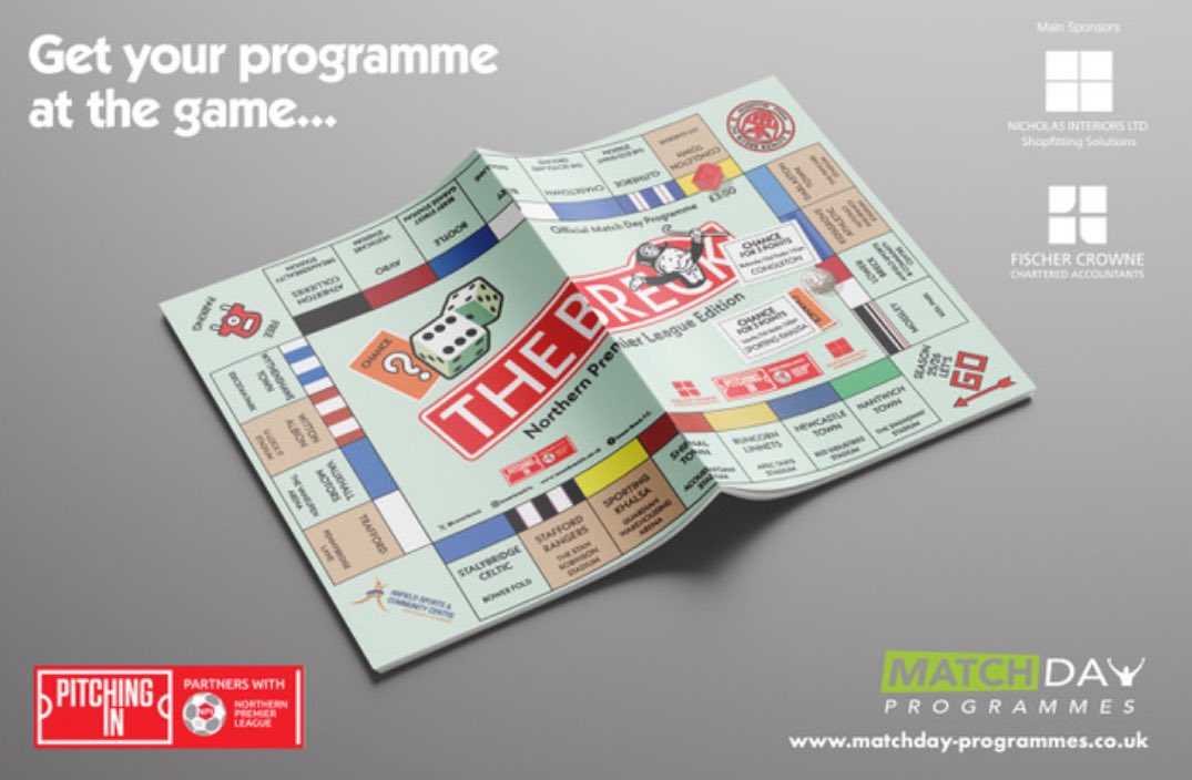 Tonight we welcome <a href="/CongletonFC/">Congleton Town FC</a> to <a href="/anfield_sports/">Anfield Sports</a> 7:45 KO…Another cracking  32 page programme available on the gate courtesy of <a href="/MatchdayPro/">Matchday Programmes - Design & Print Service</a> with excellent articles from Jeff Gorse &amp; <a href="/trevk37/">Trevor Knell</a>…as always massive thanks to Match Ball sponsors…The Ramsay Family  <a href="/warren7051/">Warren Ramsay 🇯🇲</a> &amp;