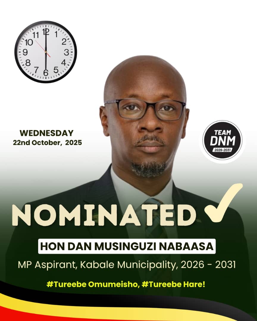 nabaasa2026's tweet image. I am pleased to announce that I have been duly nominated today, 22nd October, 2025 as an independent Candidate for the MP Seat, Kabale Municipality, 2026-2031. Continued thanks to all our friends and supporters, May God bless you! 
#TureebeOmumeisho #TureebeHare