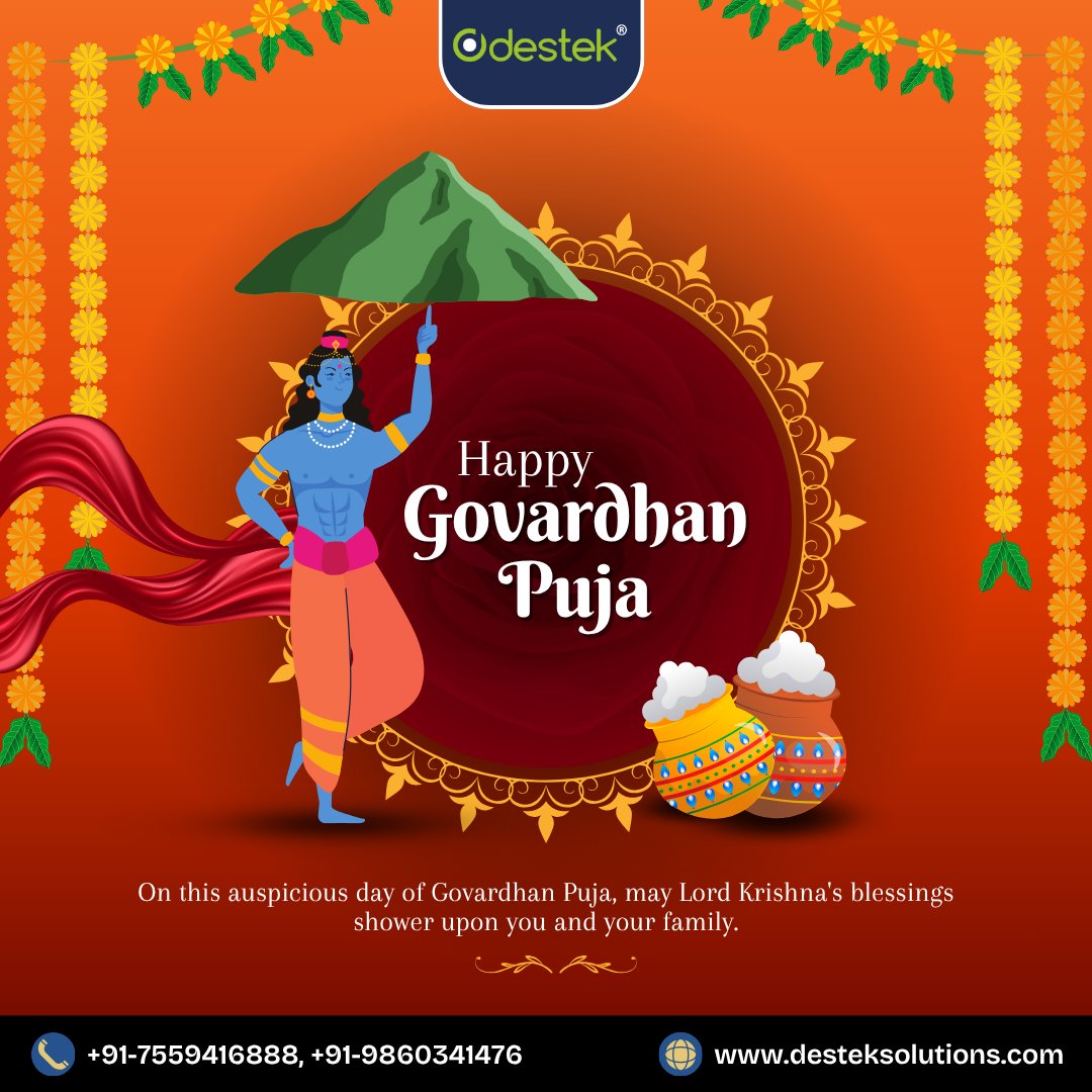 DestekInfo's tweet photo. 🙏 Happy Govardhan Puja! 🌿

May Lord Krishna bless your life with happiness, prosperity, and protection from all obstacles. 💫
📞 Call us: +91-7559416888 | +91-9860341476
🌐 Visit: https://t.co/o6J1ksuGRk
#HappyGovardhanPuja #GovardhanPuja #BlessingsOfKrishna https://t.co/Rv5BAKaU98
