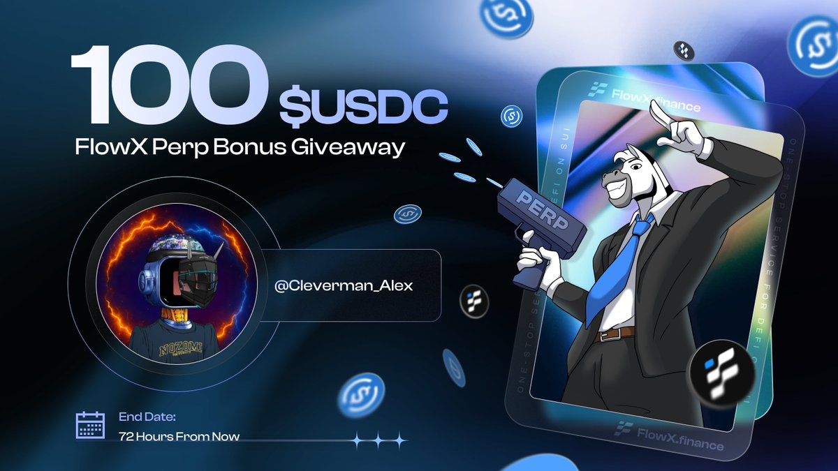 Cleverman_Alex's tweet image. $100 USDC FlowX Perp Bonus Giveaway
I’ve partnered with @FlowX_Finance to help you try their new Perp Trading product — it’s real money you can actually trade with.
Details:
• 10 winners will each receive $10 USDC
How to join:
1. Follow @FlowX_Finance and me
2. Trade at…