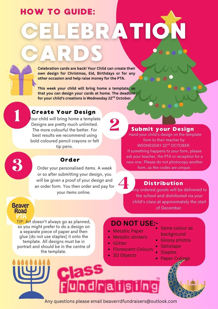 Last Day to return your celebration card design TODAY! 
Contact the PTA with any questions