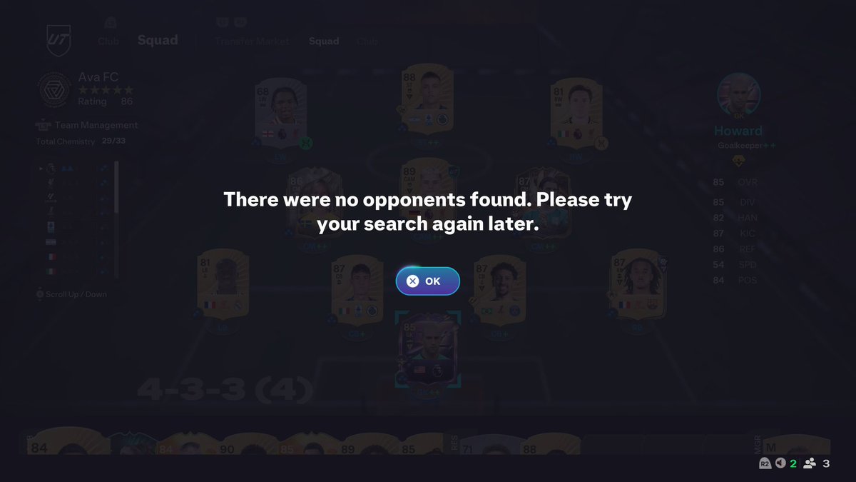 LFC_Ava's tweet image. EA servers down or potentially match making issues?
Can't find a game and others are reporting it too.
Screen either endlessly says "Searching for opponent..." or straight after searching says "There were no opponents found. Please try your search again later".
@EASFCDirect