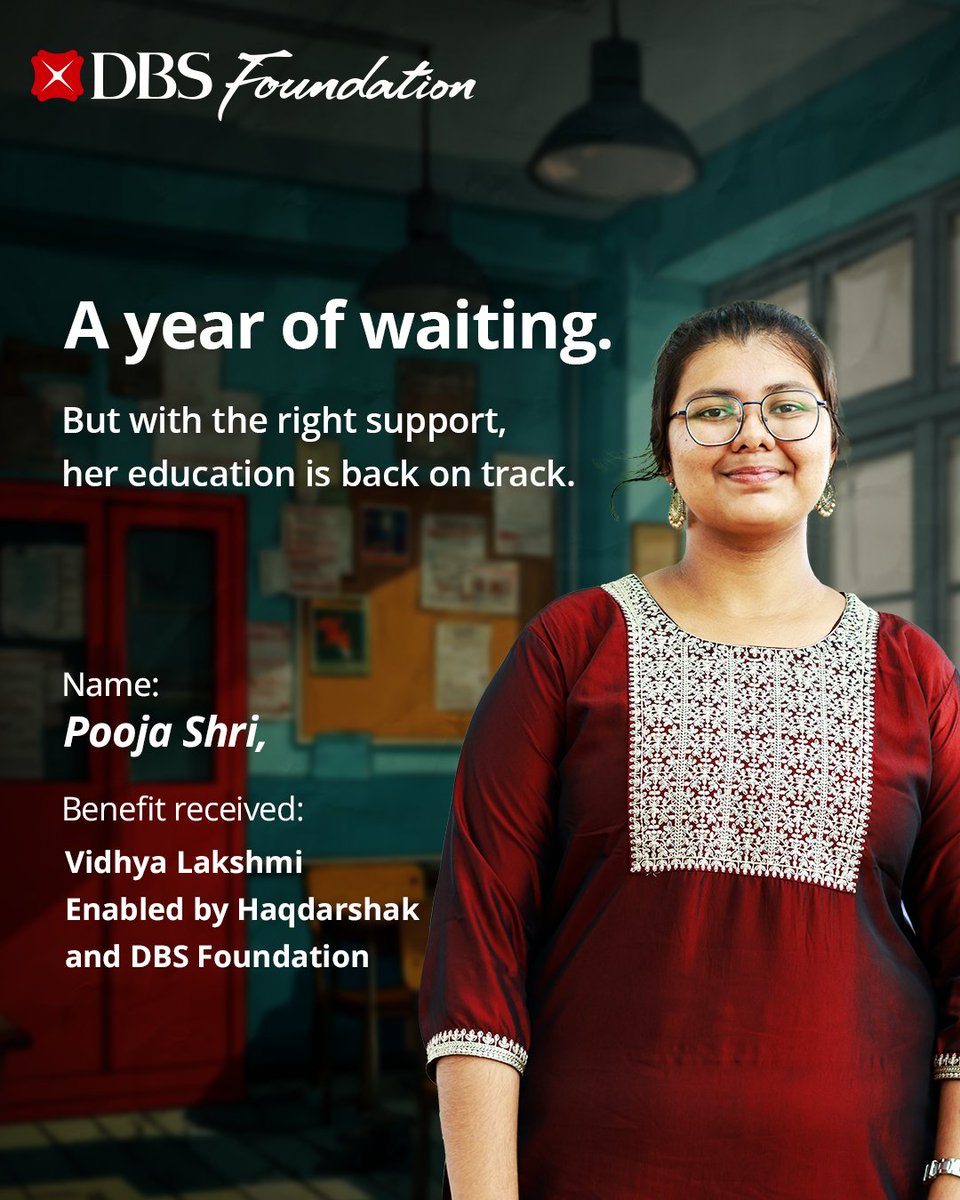 For Pooja Shri, higher education had come to a halt due to financial constraints. But that changed when she discovered the Vidhya Lakshmi scheme. With the help of the #DBSFoundation programme in partnership with <a href="/haqdarshak/">Haqdarshak</a>, Pooja secured an education loan through the Vidhya