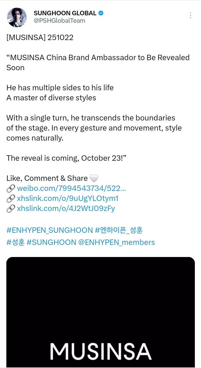 so <a href="/enhypenupdates/">ENHYPEN UPDATES</a>, is sunghoon not a part of the group you dedicated an account to updates? why not a single post nor rt from u about the musinsa brand deal hints for their ambassador when u managed to do it w hs 3 days before the official announcement? make it make sense.