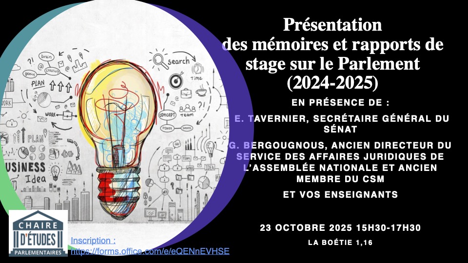 Ne manquez pas la discussion des travaux sur le Parlement des M1 et M2 <a href="/ScPoLille/">Sciences Po Lille</a> et <a href="/CRDP_univlille/">CRDP (ULR n°4487)</a> demain dans les locaux de <a href="/ScPoLille/">Sciences Po Lille</a> en présence d'experts institutionnels Éric Tavernier et Georges Bergougnous et d'universitaires 

👉On s'inscrit ici : forms.office.com/pages/response…