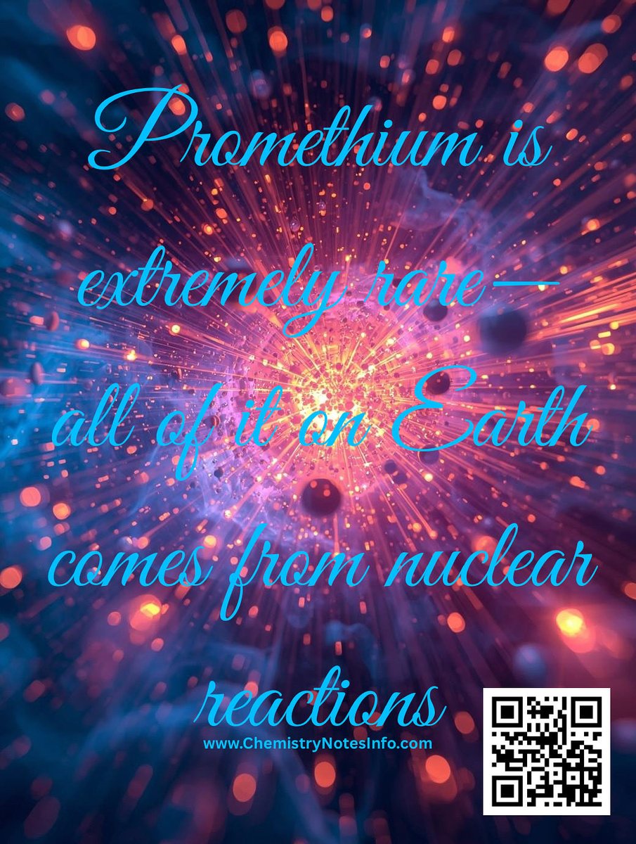 ChemNotesInfo's tweet image. Promethium is extremely rare – all of it on Earth comes from nuclear reactions
amazon.com/Interesting-Fa… 
#Promethium #PromethiumElement #Pm 
#extremelyrare #Earth #nuclearreaction 
#AuthorJitendraSinghSandhu #element #facts #rochaktathya #science #chemistry #sci #chem #curiosity