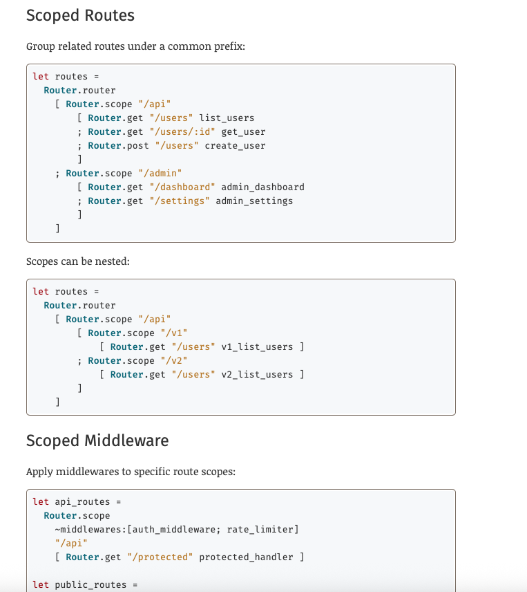 kicauipul's tweet image. I've written an OCaml router API that's... clean and readable?
My brain is confused. It looks like Express. Is this even allowed? I feel like I'm breaking a rule.