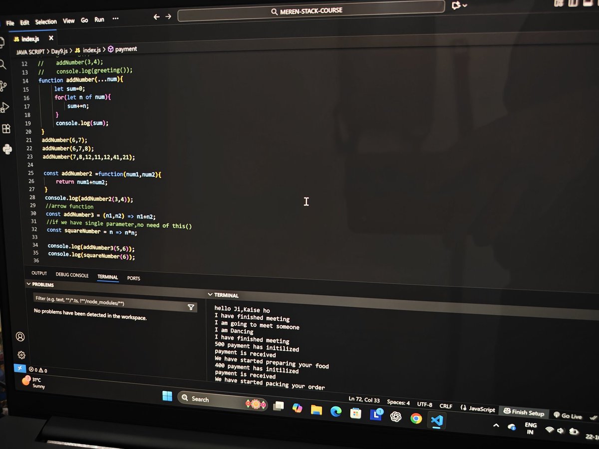 AyushKu43206243's tweet image. 🚀 Day 11 of #100DaysOfCode
Learned JavaScript Functions 💻
Explored how they make code reusable & clean + practiced with CodeBeat & CodeAnimation.
Thanks to @rohit_negi9 (Coder Army) 🙌
#JavaScript #WebDev #CoderArmy #RohitNegi