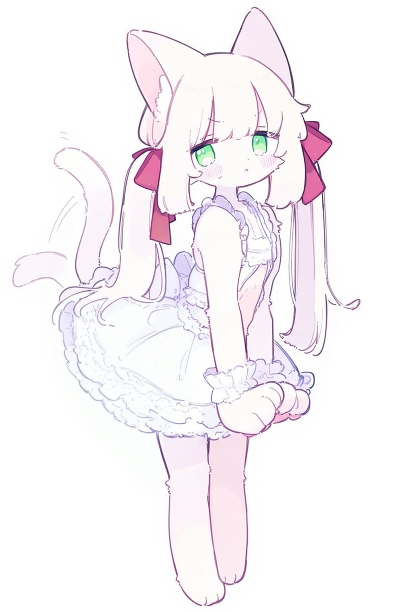 kemono_aiart's tweet image. エプロンの付け方が逆な白猫ちゃん🐱👩‍🍳