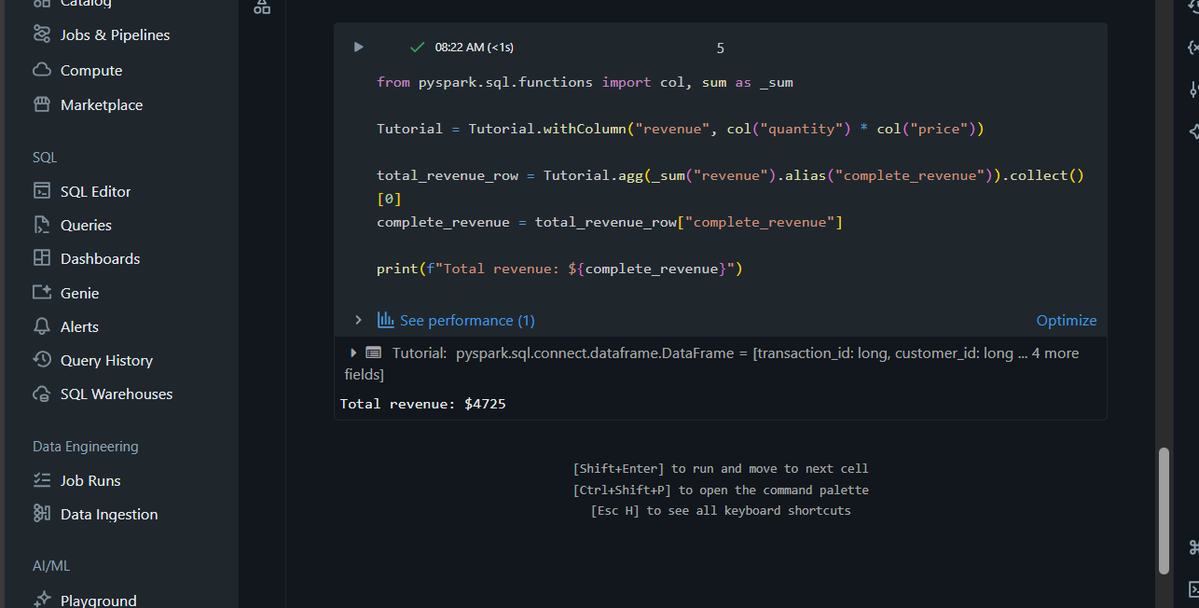 dat_Godwoman's tweet image. Just wrapped up my first PySpark project on Databricks and wow, I learned more in two days than I did reading docs for weeks.
I built a mini e-commerce analytics pipeline (just 10 transactions!) that:
Calculated product-level revenue
Flagged high-value purchases (>$100)…