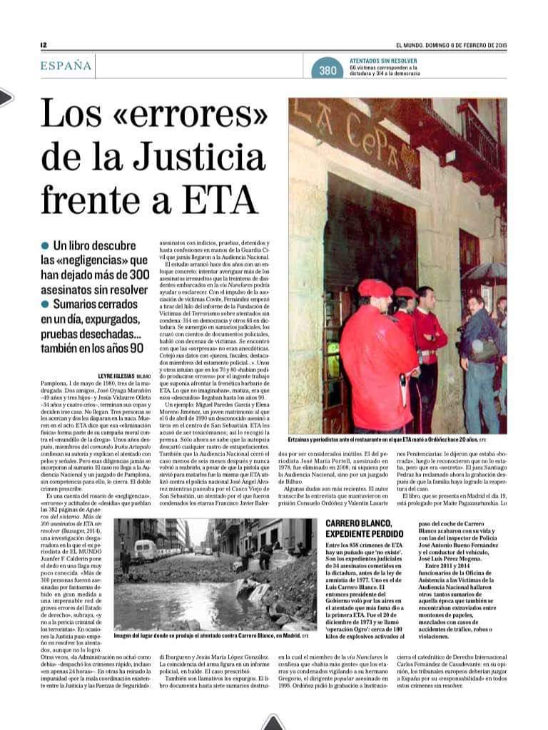4. No sé juzgó a nadie. Su sumario estuvo abierto 1 año. Solo se ordenó la prueba de balística, a pesar de que la policía recogió huellas en los dos coches que habían utilizado. Tenían muestras de sangre de uno de los terroristas que debió accidentarse.
x.com/CovitePV/statu…