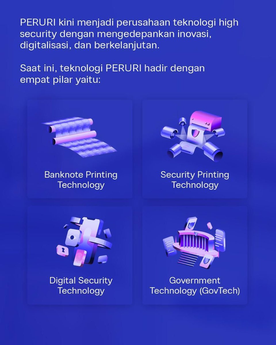 longicia's tweet photo. PERURI berkomitmen menjaga dan mengutamakan kemajuan berdaulat bangsa melalui Empat Pilar Teknologi Digital PERURI.

#PerusahaanTeknologiHighSecurity #InnovationforASovereignFuture #KemajuanBerdaulat #InovasiKeamananTinggi #PeruriGovTechIndonesia #TrusteeOfSovereignty https://t.co/YNwbX0pm8R