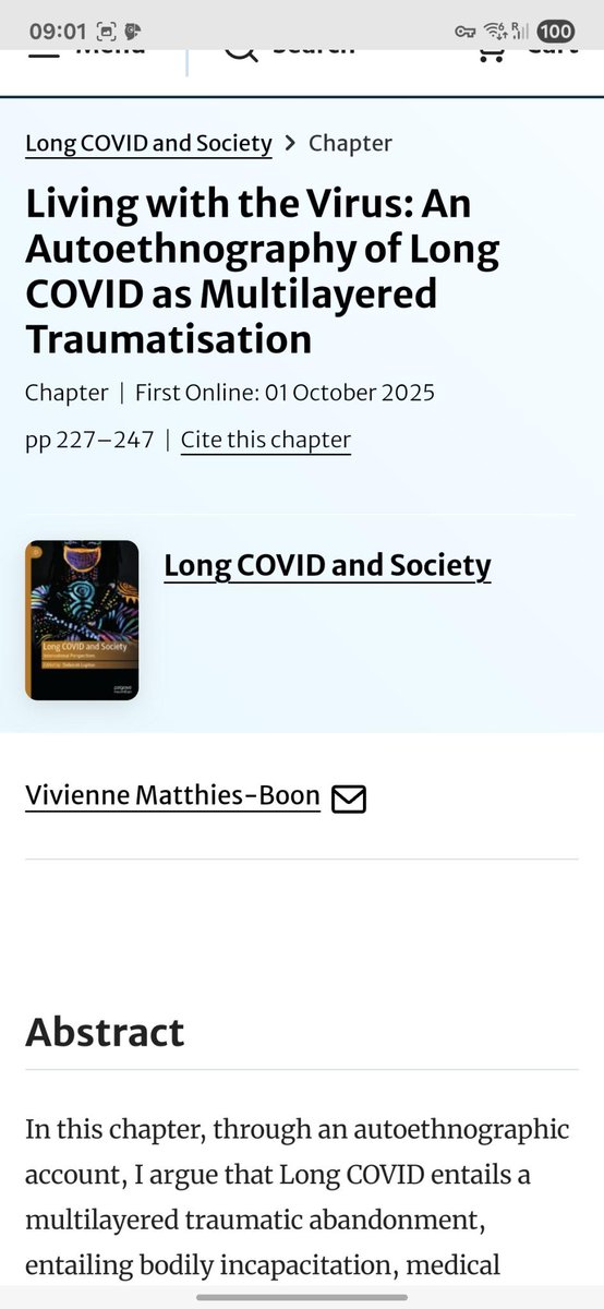 My chapter is on Long Covid as multilayered traumatisation: trauma is not be seen here as a psychological disorder but rather as multiple abandonment (physically, medically, socially and politically) wherein a person is no longer regarded and treated as being of equal worth. 2/5