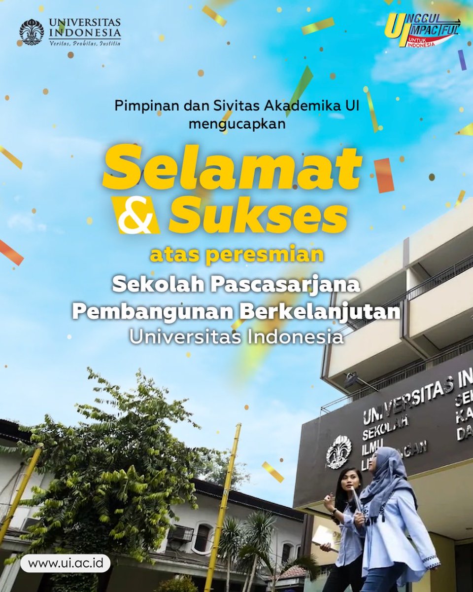 univ_indonesia's tweet image. Universitas Indonesia resmi membuka Sekolah Pascasarjana Pembangunan Berkelanjutan (SPPB UI) pada Rabu, 22 Oktober 2025. SPPB UI lahir dari kesadaran menjawab tantangan global terkait lingkungan, kesehatan, teknologi, hukum, politik, ekonomi, dan budaya. Dengan Ilmu yang…
