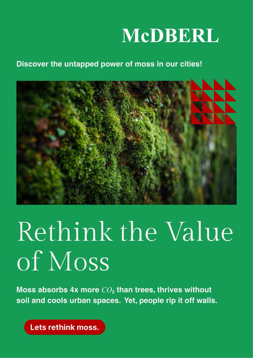_mcdberl's tweet photo. 🌿 Moss: Small but mighty! It absorbs 4x more CO₂ than trees, grows without soil, and naturally cools urban spaces — yet it’s often ripped off walls. Imagine the impact if cities embraced moss as a green infrastructure. https://t.co/7k5cnKr842