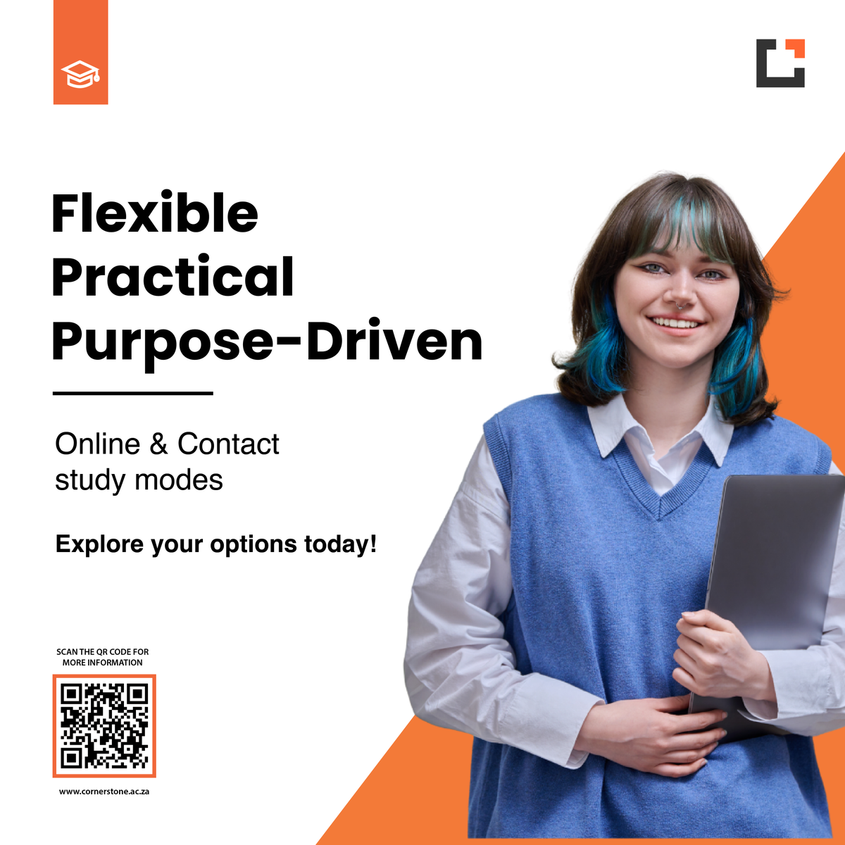 Cornerstone_CPT's tweet image. Applications for Semester 1, 2026, are open! Discover Cornerstone Institute’s flexible study modes - designed to fit your life, career, and goals. Start your journey with us today! Apply here: eu1.hubs.ly/H0nLrMp0
#Learntochangetheworld #Highereducation