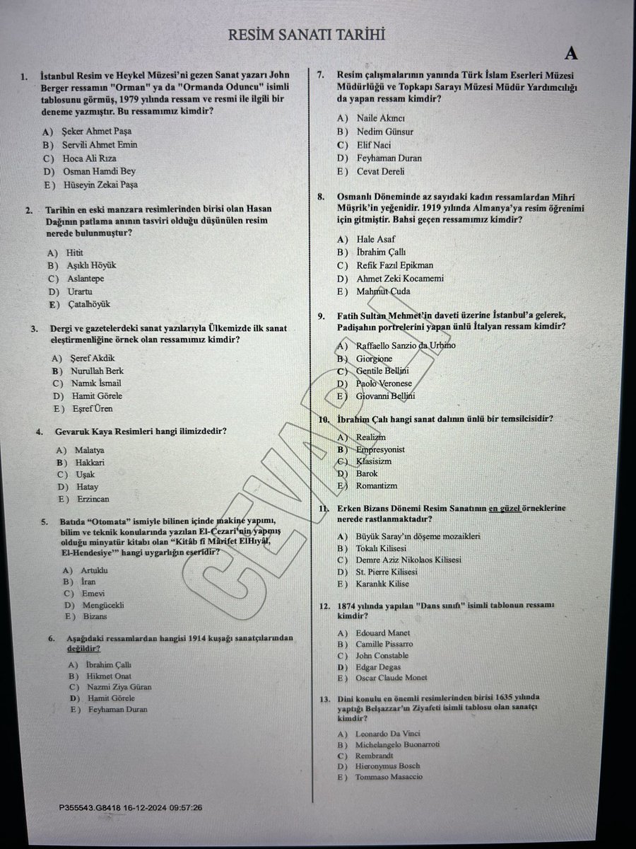 HulyaApohan's tweet image. #Auzef #bizansmimarisisanatı #resimsanatıtarihi #vizesoruları #Finalsoruları #istanbulüniversitesi #Vize #Final
Tüm öğrencilere hayırlı olsun