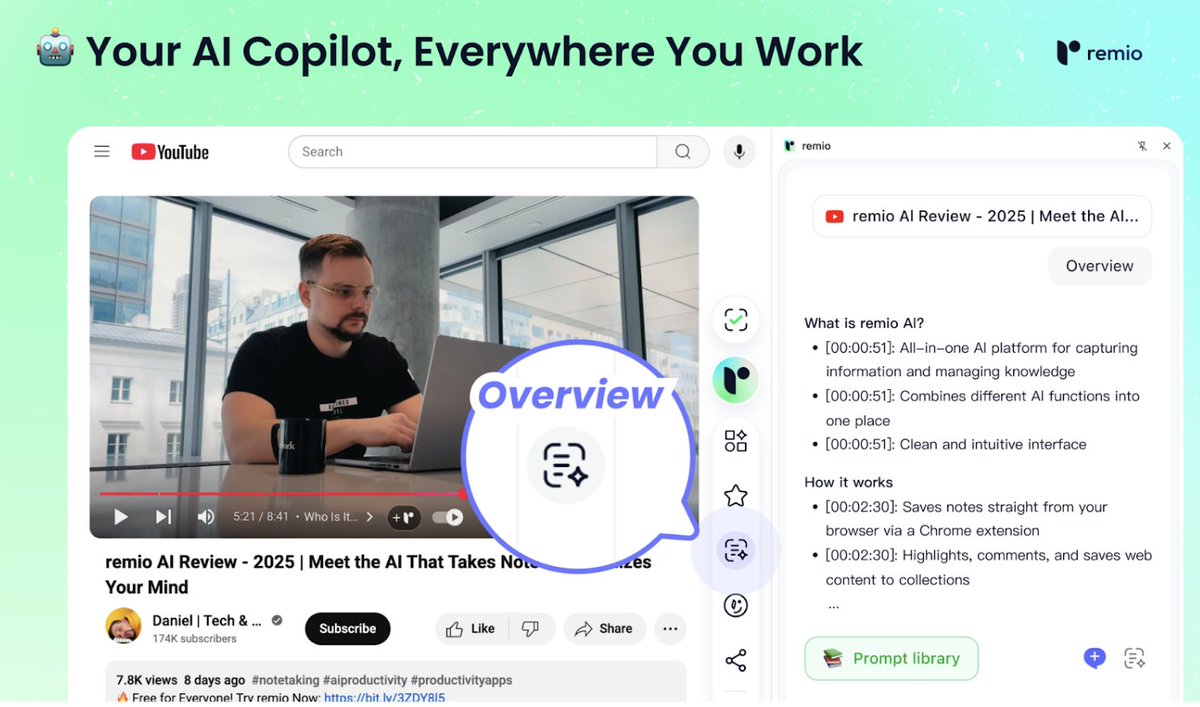Damn_coder's tweet image. 5. Your AI Copilot — Everywhere You Work
Summarize, draft or research without leaving your tools.
remio runs right inside your browser or editor so you never break flow.