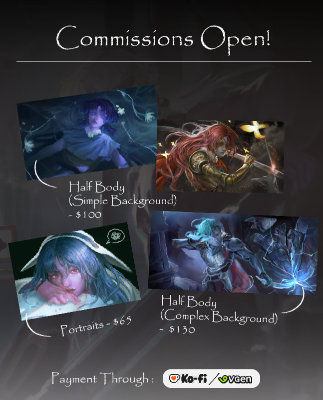 rhealinor's tweet image. My commission sheet for vgen!   

I take about a week or two after I start the work, and I open 2 slots every month. If full, you can join the waitlist until the slots open again :&amp;gt;

vgen.co/rhealinor
ko-fi.com/rhealinor