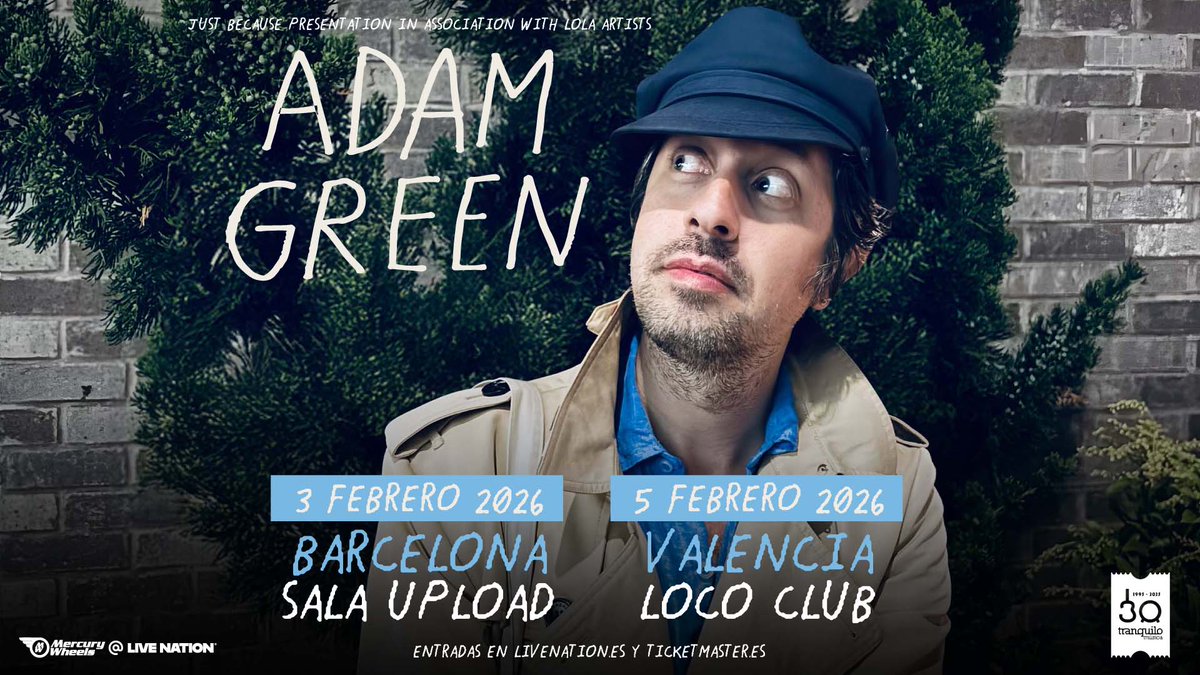 🎨 Adam Green vuelve a España con dos conciertos muy esperados en Barcelona y Valencia

🎟️ Entradas a la venta el viernes 24 de octubre de 2025 a las 10h en livenation.es y ticketmaster.es

➕ Info y preventas en livenation.es

#AdamGreen #LiveNationES