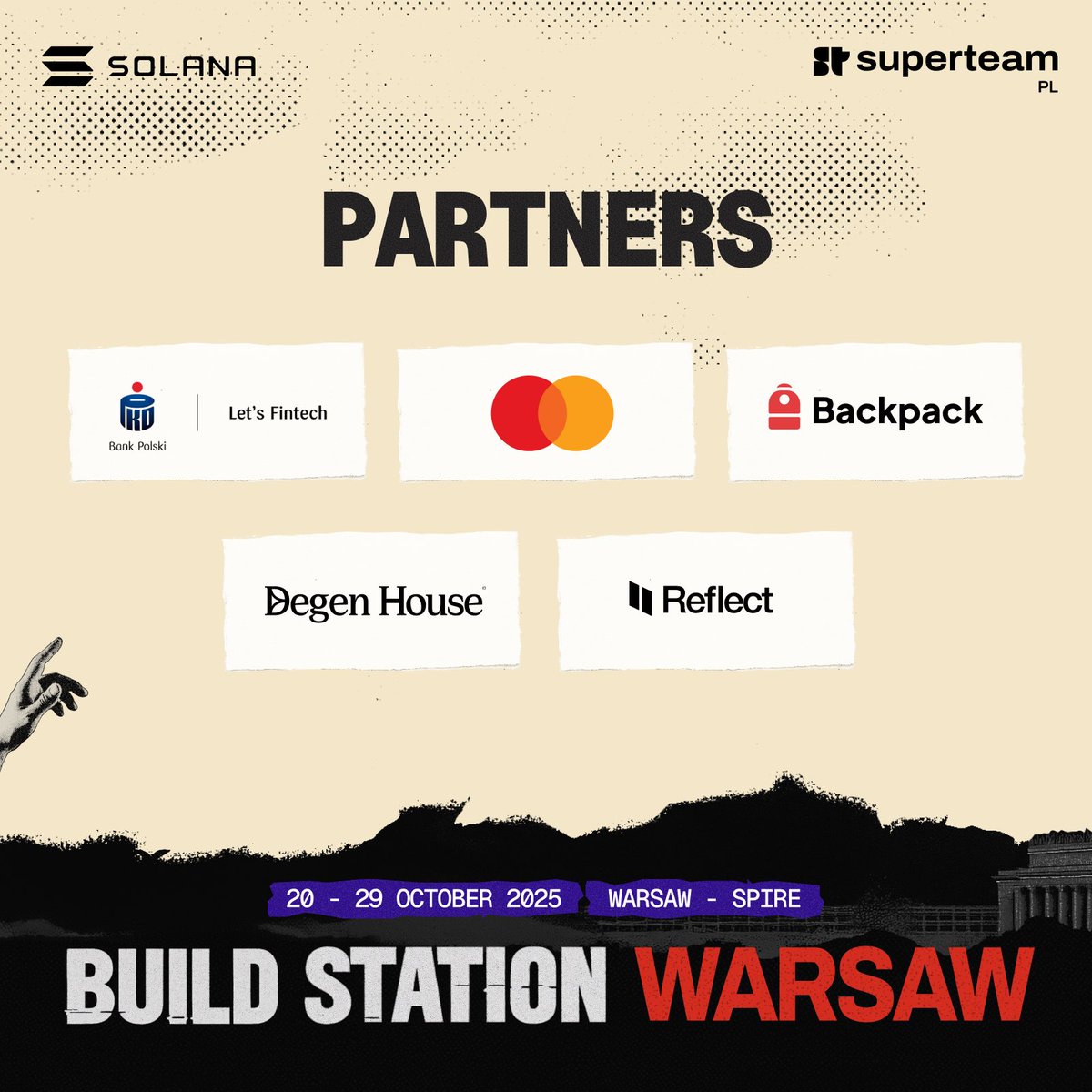 We’d like to thank those who helped us bring Build Station Warsaw to life:

🔹 Mastercard
🔹 <a href="/Backpack/">Backpack 🎒</a> 
🔹 <a href="/reflectmoney/">Reflect</a> 
🔹 <a href="/PKOBP/">PKO Bank Polski</a> 
🔹 <a href="/DegenHouse_/">Degen House (🗝️,🏛️)</a> 

Thank you for supporting builders and helping grow the @Solana ecosystem in Poland ❤️