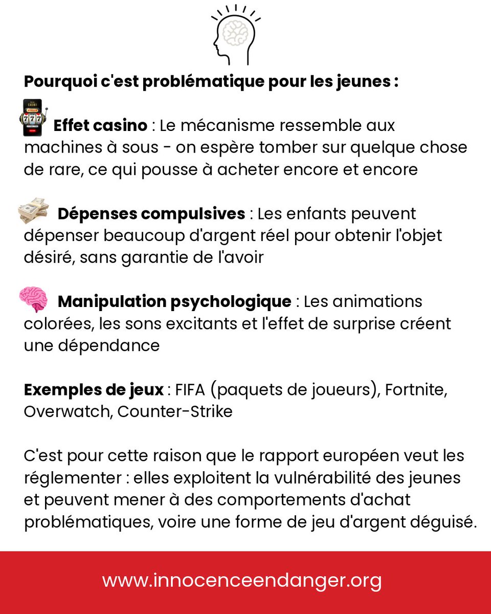 Le saviez-vous ?

Que sont les loot-boxes :
Les loot boxes (ou "boîtes à butin" en français) sont des coffres virtuels dans les jeux vidéo qui contiennent des récompenses aléatoires.

Comment ça fonctionne :

• Le joueur achète ou gagne une boîte sans savoir ce qu'elle contient