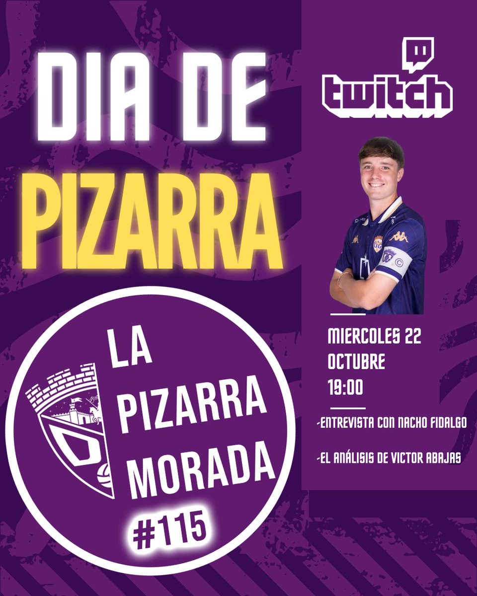 Pues os decimos que hoy...

ES DÍA DE PIZARRA MORADA, Y DE LAS GORDAS.

Tendremos el placer de contar con el capitán del equipo revelación del Grupo XVIII de 3ª RFEF, Nacho Fidalgo. <a href="/CDG_cantera/">C.D. Guadalajara - Cantera</a> 

También contaremos con el análisis de <a href="/VictorAbajas/">Víctor Polo</a> 

TODO A PARTIR DE LAS 19:00