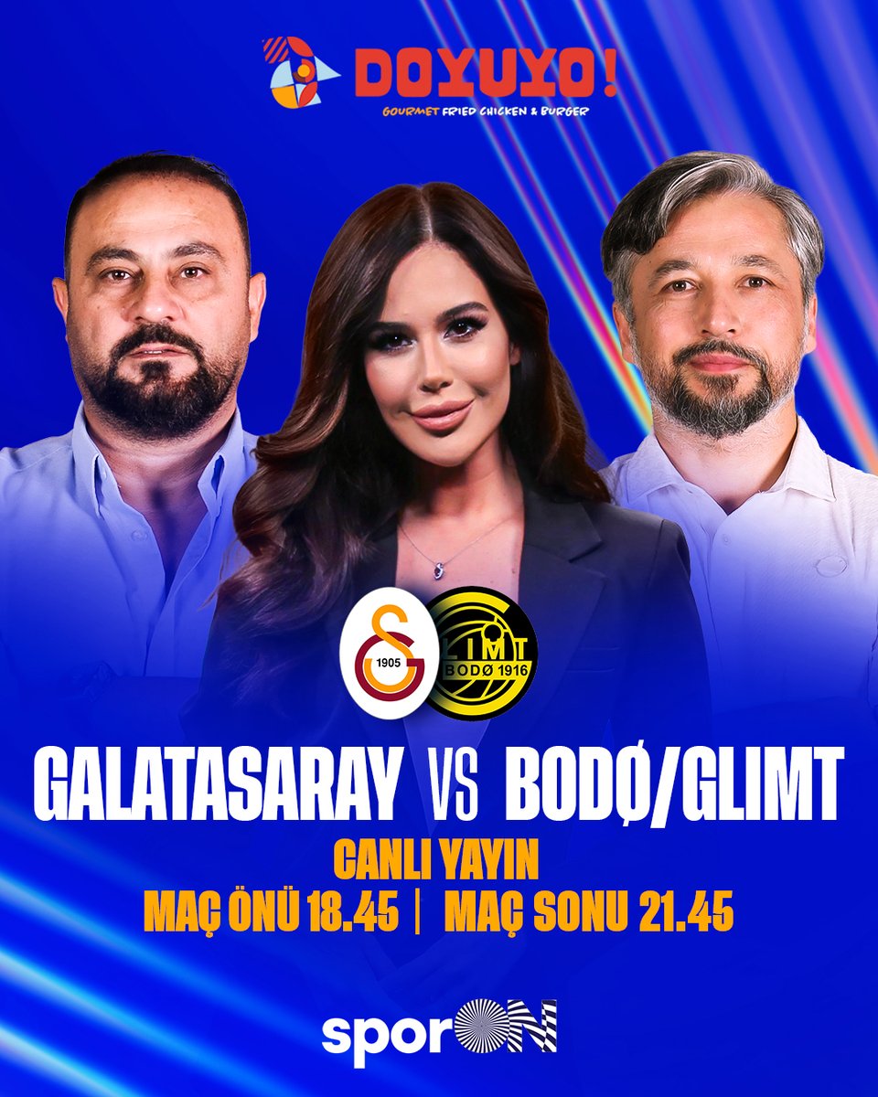 Doyuyo ana sponsorluğunda

Galatasaray - Bodo/Glimt maç sonunda

🎙️ <a href="/cigdemmgunal/">Çiğdem Günal</a>  moderatörlüğünde
🗣️ <a href="/Hasansas011/">Hasan Şaş</a>  &amp; <a href="/mansiz26/">Ilhan Mansız</a>  ile CANLI yayındayız.

#işbirliği x <a href="/doyuyotr/">Doyuyo!</a>  

Maç önü CANLI yayınını izlemek için👇
📲ytbe.app/go/CerMZzAj