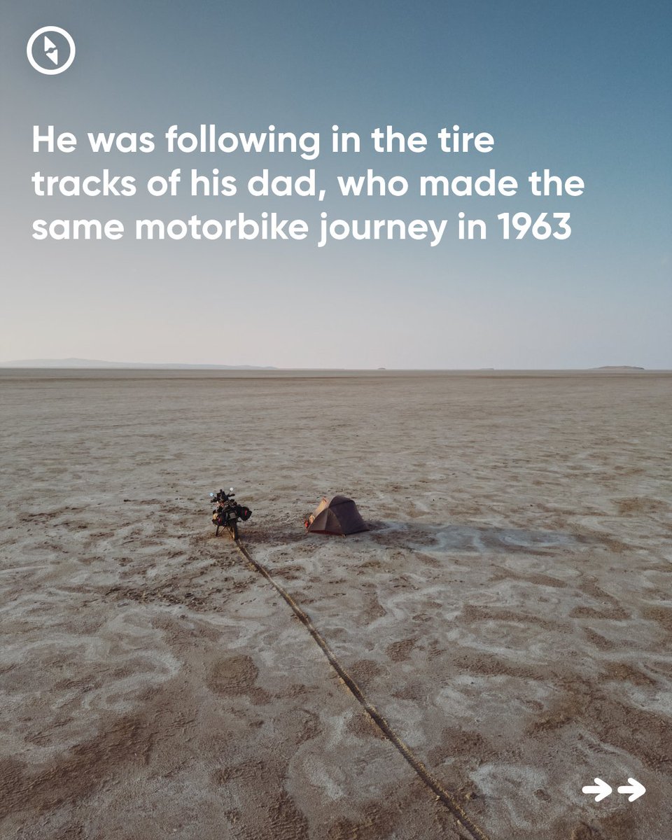 polarsteps's tweet photo. Today's Polarsteps Explorer Matt Sclarandis rode a motorbike from Italy to Nepal in honor of his late father, who made the same trip 60 years previously. Such an inspiring, heartfelt story! https://t.co/84RdDZW8yU #motorbikeadventure #adventuretravel #emotionaljourney https://t.co/yY58LHqQbs