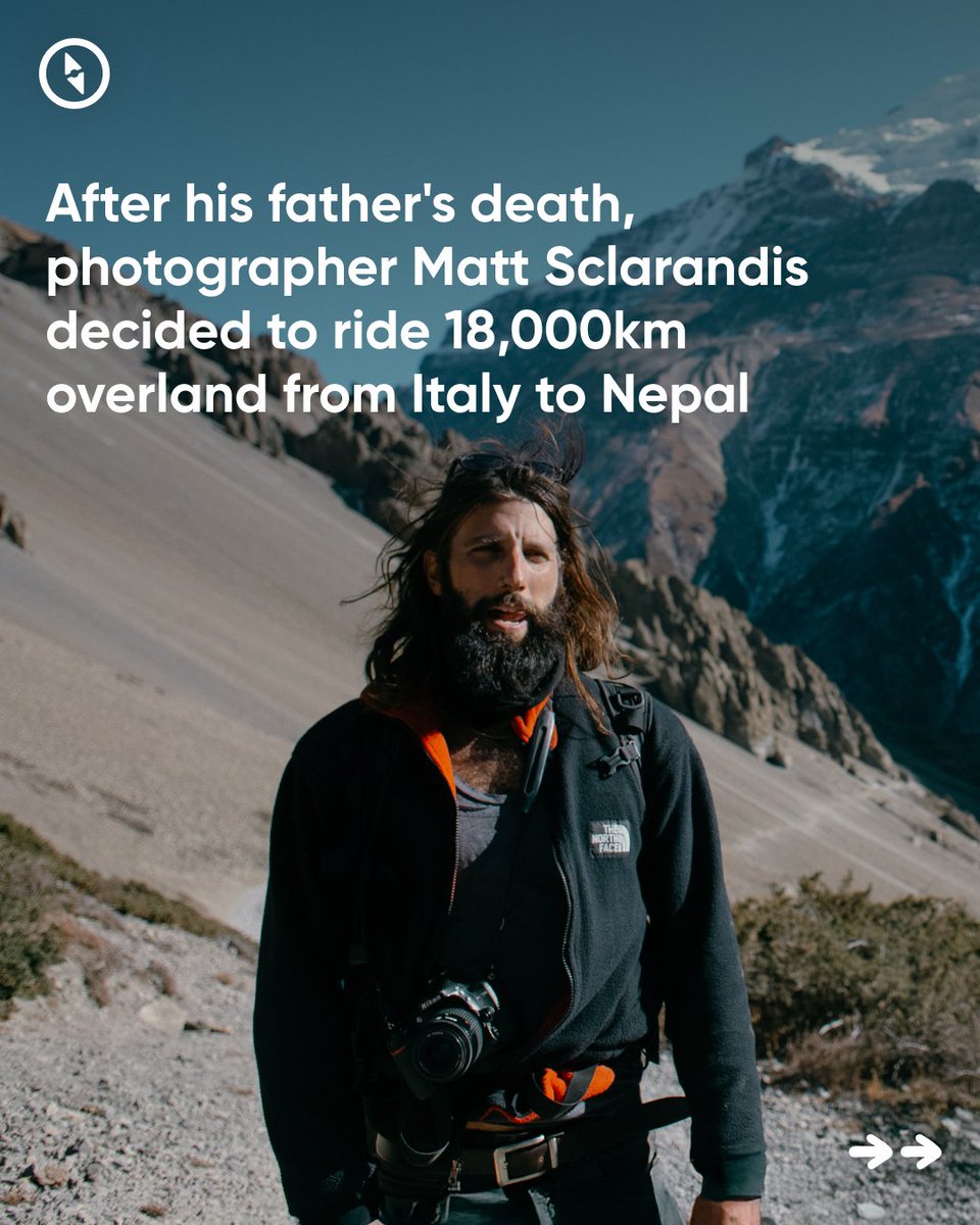 polarsteps's tweet photo. Today's Polarsteps Explorer Matt Sclarandis rode a motorbike from Italy to Nepal in honor of his late father, who made the same trip 60 years previously. Such an inspiring, heartfelt story! https://t.co/84RdDZW8yU #motorbikeadventure #adventuretravel #emotionaljourney https://t.co/yY58LHqQbs