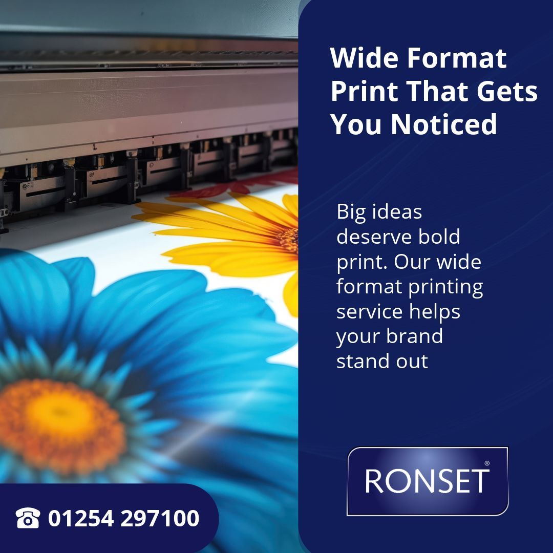 RonsetLtd's tweet image. Big ideas deserve bold print. Our wide format printing service helps your brand stand out wherever it’s seen:  banners and posters to flags, signs, and window graphics

#WideFormatPrinting #SignPrinting #VisualImpact #RonsetPrint #BoltonPrinting #LargeFormatPrint #BrandVisibility