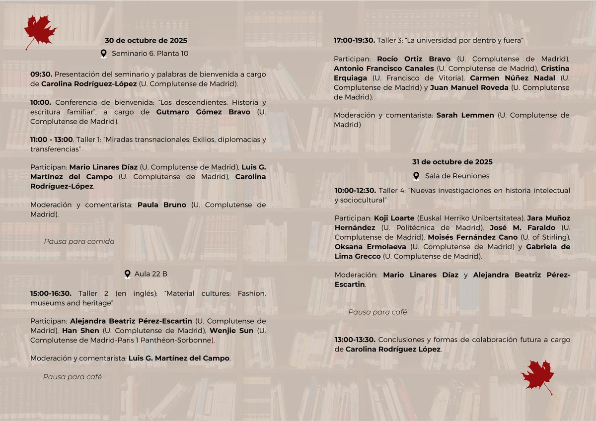 ➕ Información sobre los talleres en los que conoceremos los más recientes avances de nuestros/as compañeros/as expehistoriadores/as e invitados/as 📃🖋️