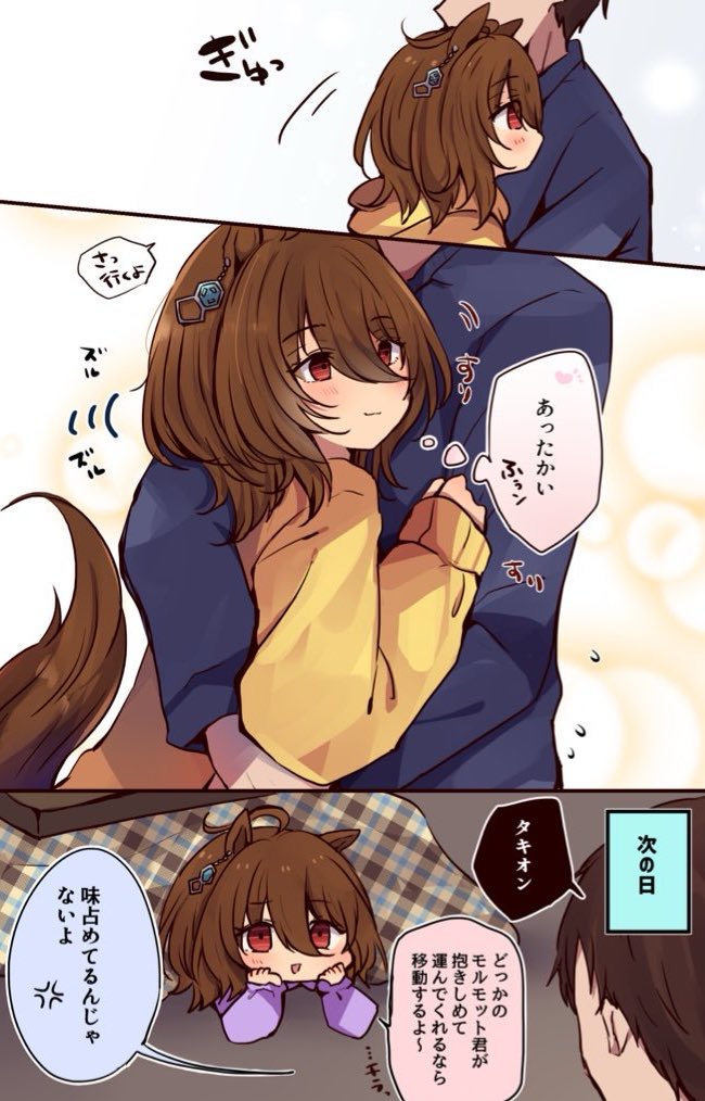 寒いので(いくらなんでも気が早いけど)炬燵こもりタキちゃんの再放送です。※引退卒業後両想いトレタキ