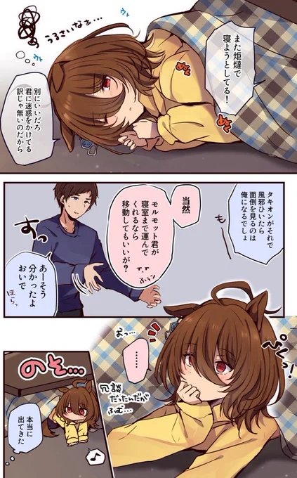 寒いので(いくらなんでも気が早いけど)炬燵こもりタキちゃんの再放送です。※引退卒業後両想いトレタキ 