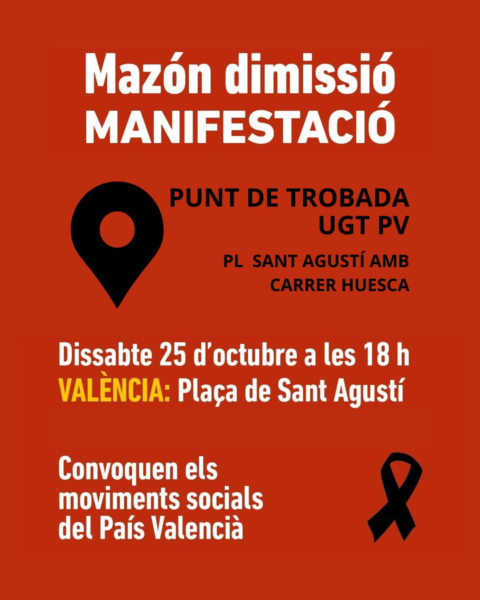 UGT País Valencià (@ugtpv) on Twitter photo #UGTPV ens sumem a la manifestació d'este dissabte, amb motiu de l'aniversari de la DANA.
Un any després seguim exigint responsabilitats: veritat, justícia i reparació per a les víctimes. #UGTPV ens sumem a la manifestació d'este dissabte, amb motiu de l'aniversari de la DANA.
Un any després seguim exigint responsabilitats: veritat, justícia i reparació per a les víctimes.