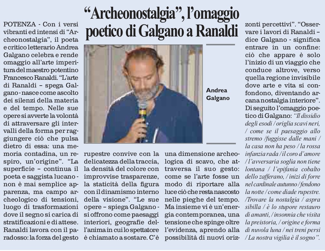 AndreaGalgano_3's tweet photo. Stamattina su @LaNuovadelSud , il mio omaggio a Francesco Ranaldi, Direttore del Museo archeologico provinciale di Potenza dal 1954 al 1988, archeologo (sue le scoperte del Tuppo di Filiano e del sito di Serra di Vaglio, tra gli altri) e pittore di grande bellezza. https://t.co/mEs4eqkm88