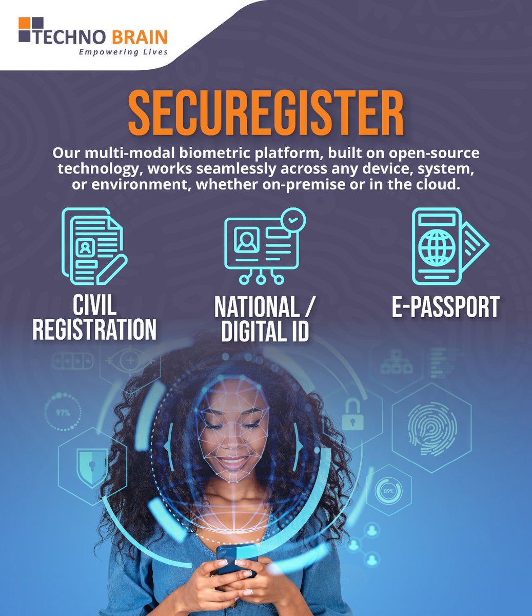 Over 850M people still lack legal ID, leaving them invisible to essential services.

Techno Brain’s SecuRegister enables secure, scalable biometric National ID systems that build trust &amp; inclusion.

Let’s build digital trust bit.ly/47kVaVE #DigitalID