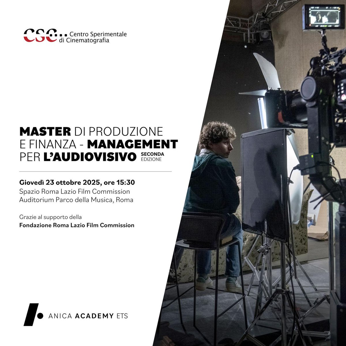 Giovedì 23 ottobre alle 15.30 presentiamo la seconda edizione del #Master di Produzione e Finanza - Management per l’Audiovisivo in collaborazione con <a href="/fondazionecsc/">Centro Sperimentale</a>. Registrazione evento: bit.ly/4qlrZdZ