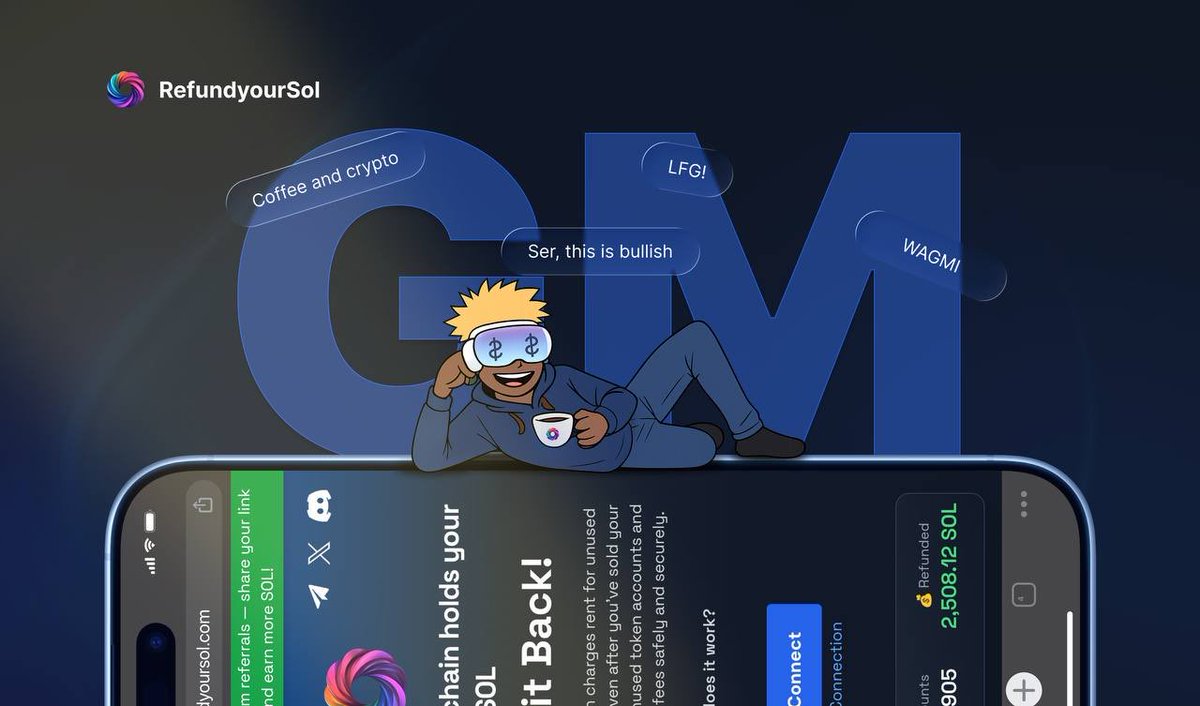 RefundYourSOL's tweet image. Gm CT 🌞 
What’s your move today? 👇
🟢 Buying
🔵 Staking
🟣 Referring
🟡 Closing
Let’s pump in those earnings 👊

🔗 RefundYourSOL.com