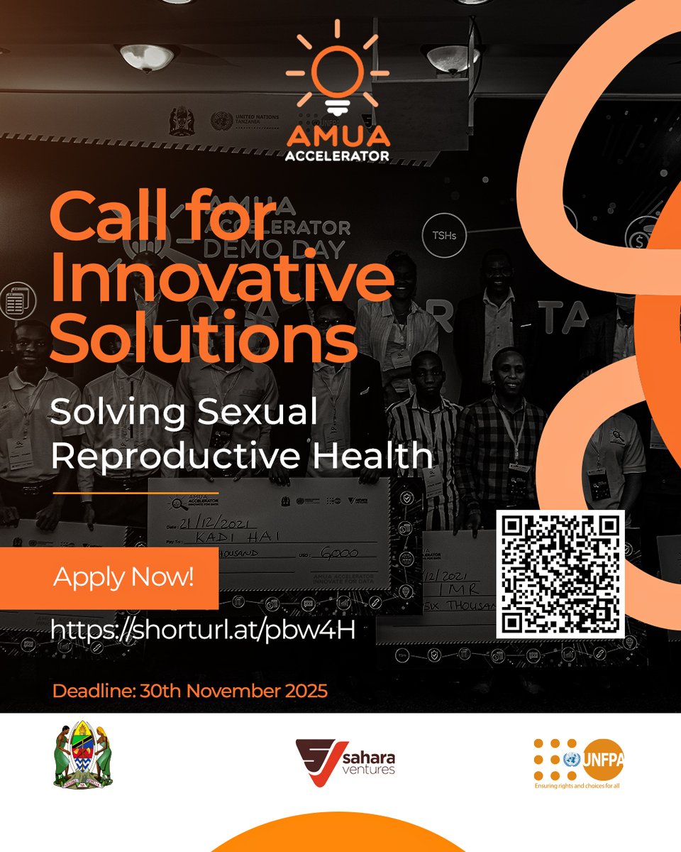 Applications OPEN for #AMUAAccelerator
Calling youth-led startups tackling:
1️⃣ Adolescent pregnancy
2️⃣ Contraceptive access
3️⃣ Harmful practices
4️⃣ Youth-inclusive care
5️⃣ Stigma &amp; norms
6️⃣ Male engagement
7️⃣ Inclusion for out-of-school mothers
Apply now: tinyurl.com