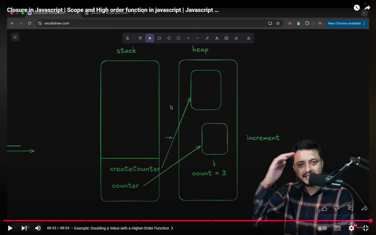 gauravp012's tweet image. 🚀 Day 26 of my Web Dev Journey!
Scope: How & where variables live (global, block, function)
Closures: Functions that remember their environment
Higher-Order Functions: Functions handling functions!
Thanks @rohit_negi9 bhaiya
#JavaScript #WebDevelopment #CoderArmy