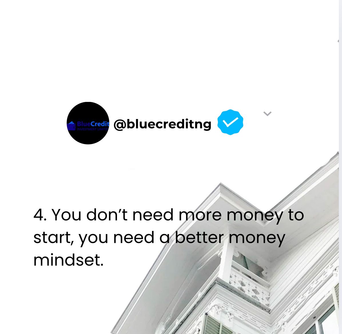 The real financial glow-up starts when you stop fearing credit and start using it wisely.

At Blue Credit, we’re not just giving loans,we’re building better money habits.
Because access to funds is just the beginning; how you use it makes the difference.
#BlueCredit #MoneyMindset