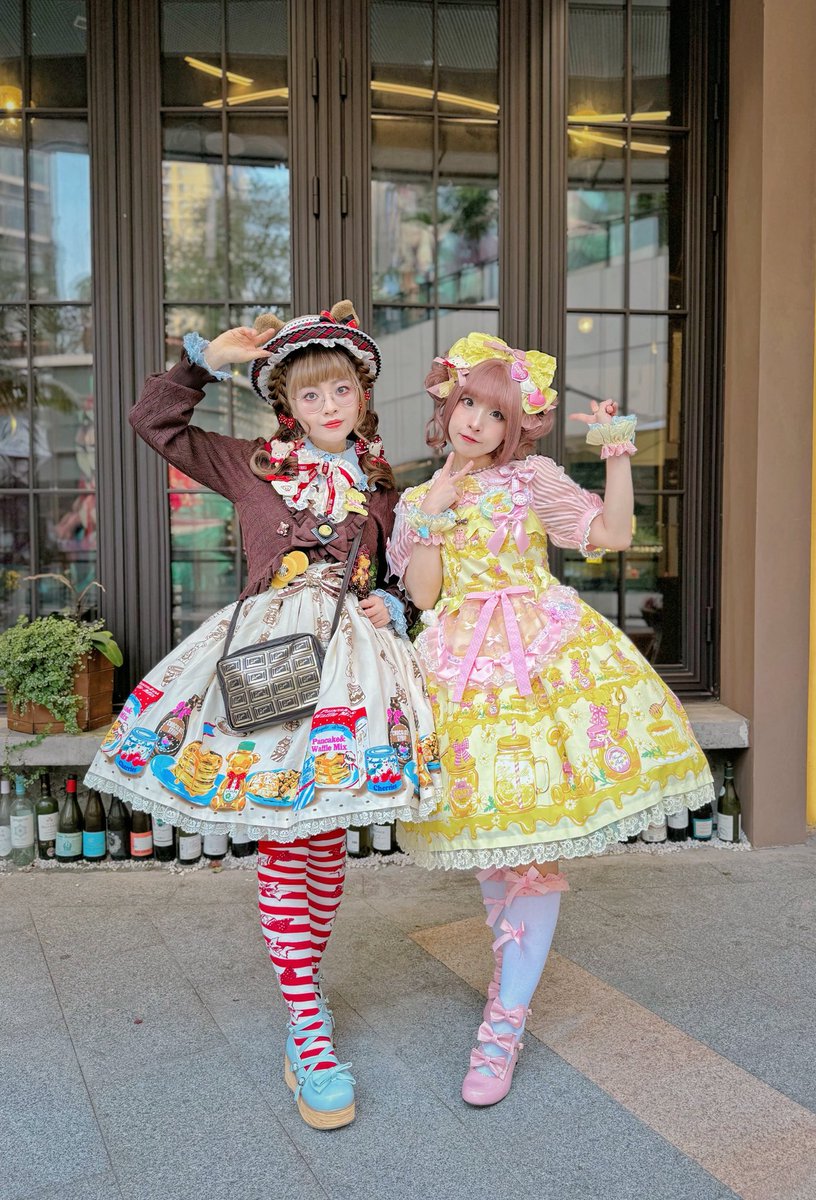 友達とクマクマコーデ🧸🐻🧸