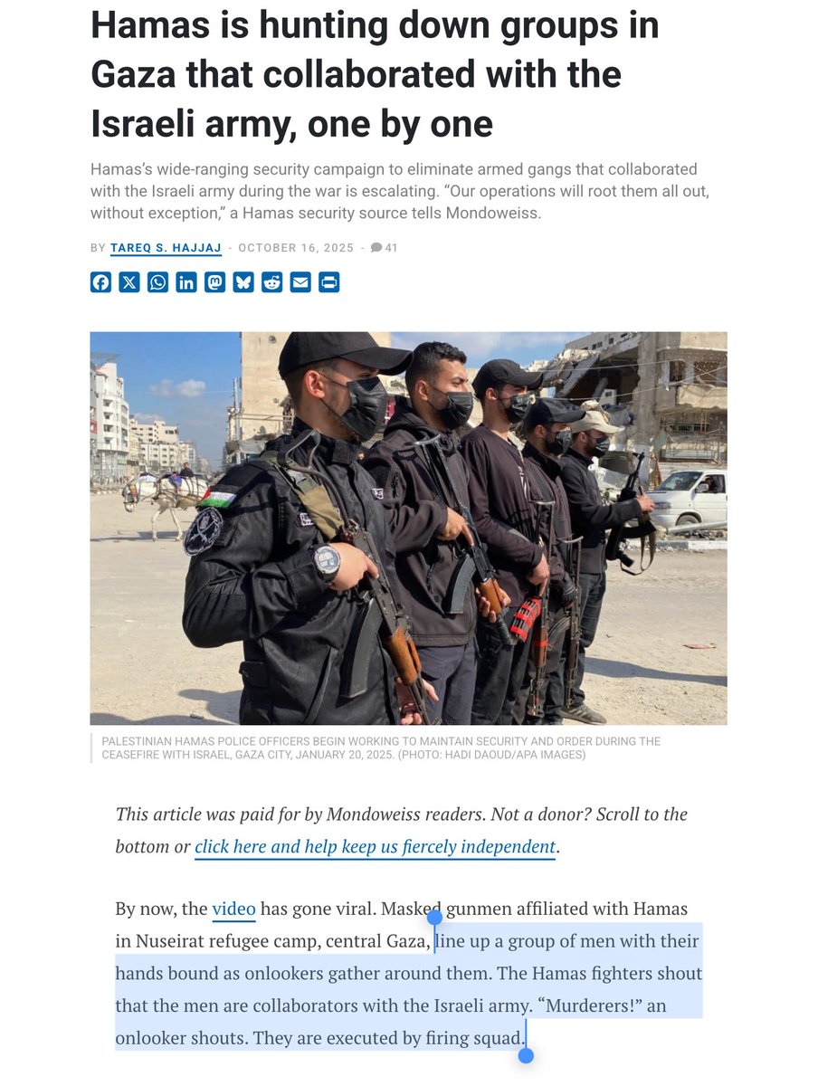 SwordOfSalomon (@swordofsalomon) on Twitter photo Tu t’enfonces, <a href="/RimaHas/">Rima Hassan</a>. En relayant un article qui décrit noir sur blanc des exécutions sommaires du Hamas (cf. screenshot), ton « one by one » ne peut vouloir dire qu’une seule chose. Si tu cherches à édulcorer, c’est simplement parce que tu sens que ça chauffe, et tu as raison Tu t’enfonces, <a href="/RimaHas/">Rima Hassan</a>. En relayant un article qui décrit noir sur blanc des exécutions sommaires du Hamas (cf. screenshot), ton « one by one » ne peut vouloir dire qu’une seule chose. Si tu cherches à édulcorer, c’est simplement parce que tu sens que ça chauffe, et tu as raison