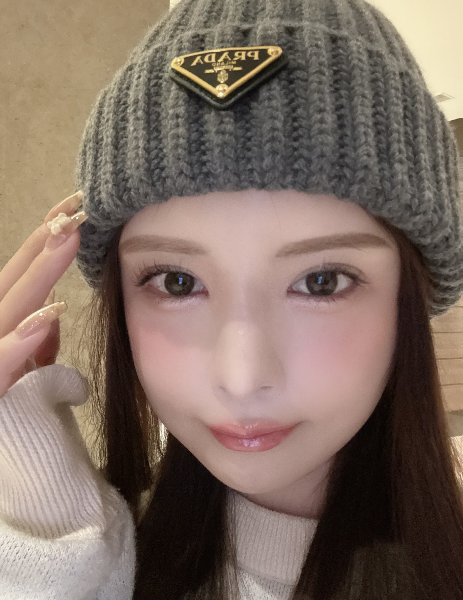 PRADA ニット帽　耳当て もこもこ】PRADA◇Re-Nylon フライトキャップ 耳当て付き ロゴ