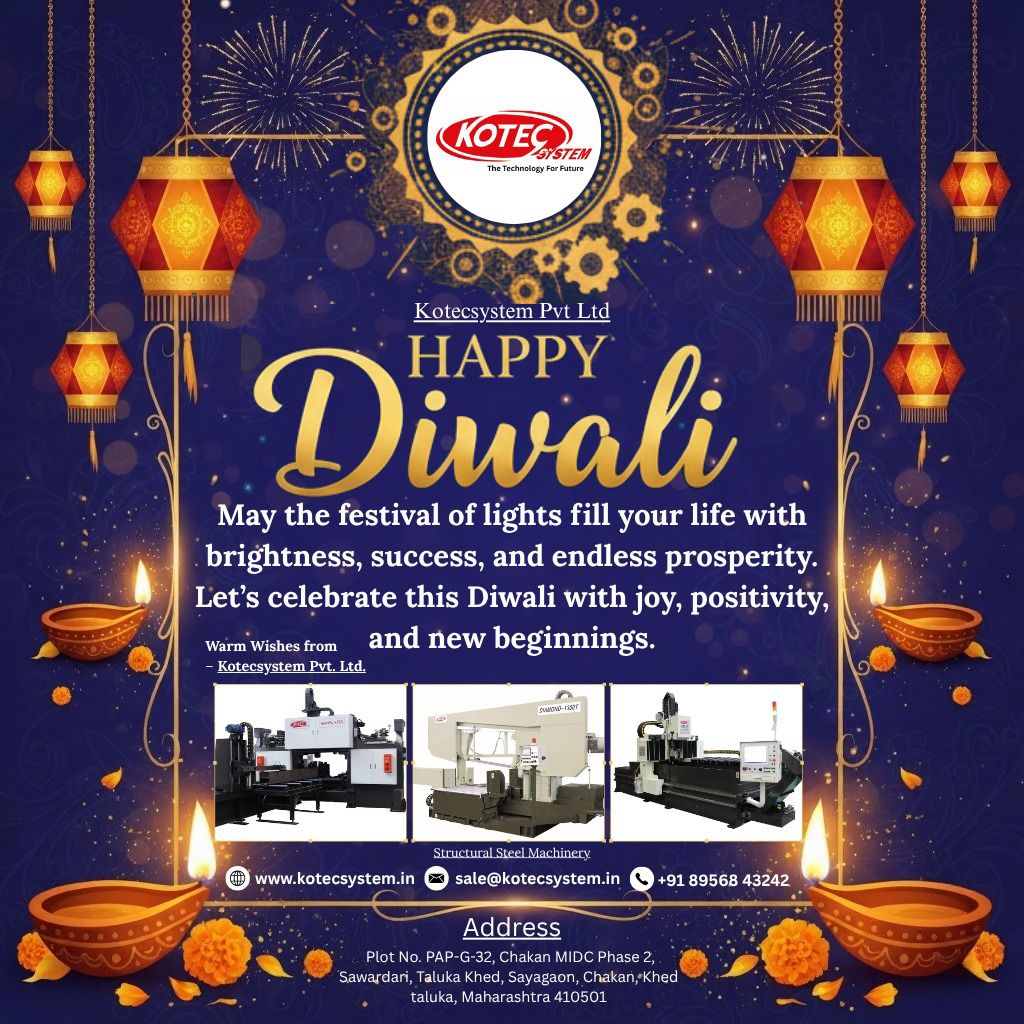 kotecsystem's tweet image. 𝐖𝐢𝐬𝐡𝐢𝐧𝐠 𝐲𝐨𝐮 𝐚 𝐛𝐫𝐢𝐠𝐡𝐭 &amp;amp; 𝐩𝐫𝐨𝐬𝐩𝐞𝐫𝐨𝐮𝐬 𝐃𝐢𝐰𝐚𝐥𝐢!

At Kotecsystem Pvt. Ltd., we celebrate the Festival of Lights by illuminating the future of the structural steel industry with innovation &amp;amp; precision.

#happydiwali #innovation #cncmachines